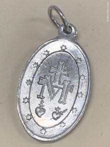 Antiguidades: Medalla de Maria inmaculada con el doble sagrado corazon. Mide unos 2,2x1 cms